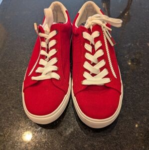 Red Canvas Sneakers with White Laces
